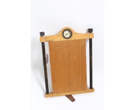 First World War period military, possibly Royal Flying Corps, plotting board with inset compass and brown leather retaining s