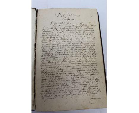Deo Benedicente Instructio - hand written Latin manuscript, 17th / 18th century, ex Libris - Nyary Pal, board ends
