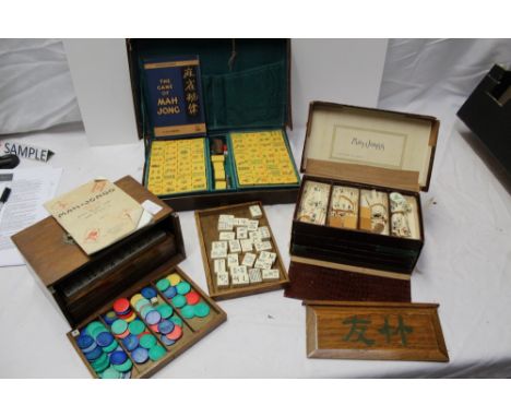 Three Vintage Mahjong sets, one by Hamleys and one by Chad Valley