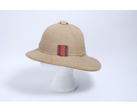 First World War British Army Wolseley pattern pith helmet, with leather headband marked E.Z. Bloomfield Ltd, London