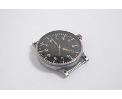 Second World War Nazi Luftwaffe Navigators B- Uhr Type A Wrist Watch, black Arabic numerical dial with centre seconds and blu