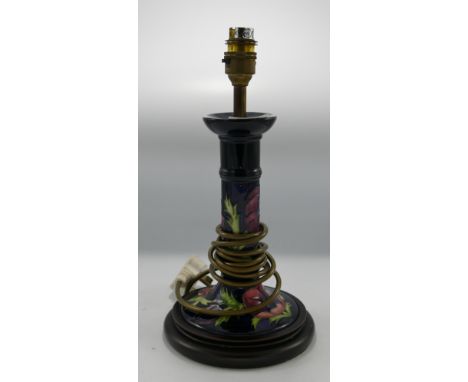 Moorcroft  Candlestick Lamp Stand: decorated with Poppies, overall height 32cm 
