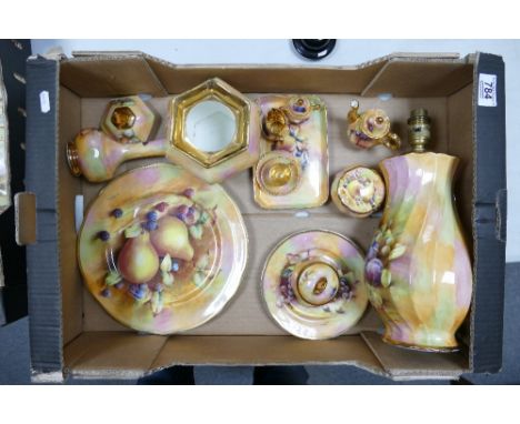 A collection of Claytondale China: to include miniature teaset, lamp, plates, lidded pots, etc. (1 Tray) 