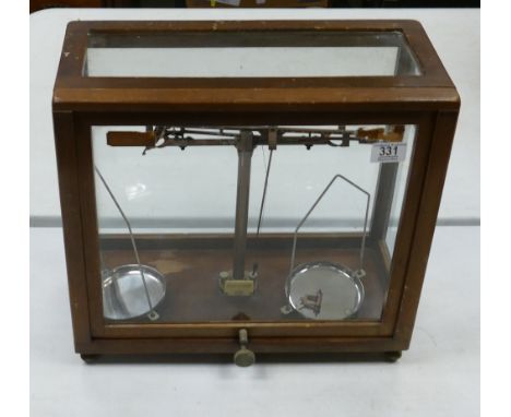 Oak Cased Scientific Scales: 