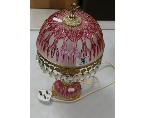 French &amp; Glass &amp; Brass Effect Table Lamp: height 41cm 