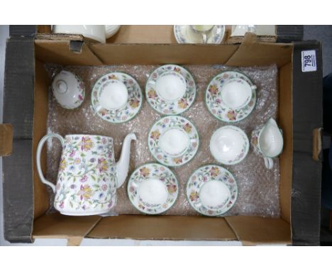 Minton Haddon Hall Coffee set: to include Coffee pot, Cups, Saucers, Sugar bowl &amp; Milk jug. (15 Pieces) 