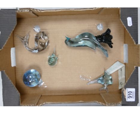 A collection of Italian Studio Glass Figures: together with small Caithness paperweight 