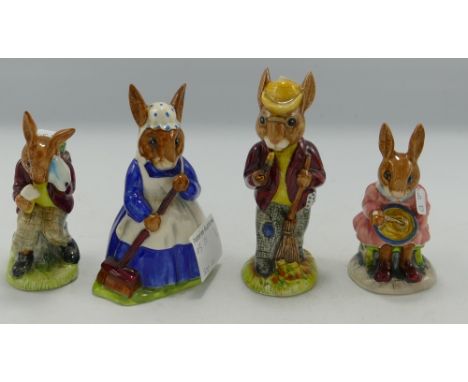 Royal Doulton Bunnykins to include: Buntie Bunnykins Helping Mother DB2, Billie Bunnykins Cooling Off DB3, Mrs Bunnykins Clea