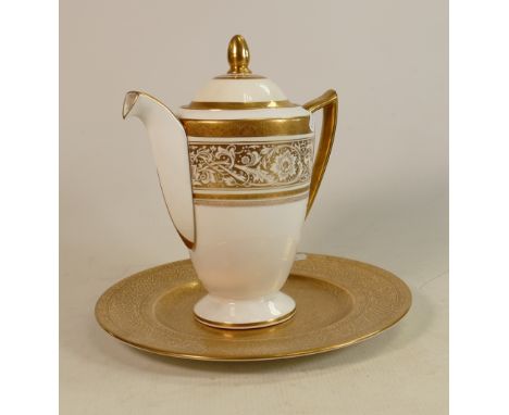 Minton Porcelain Ball H5161 Coffee Set (unmarked): together with Minton H5099 heavily gilded cabinet plate, diameter of plate