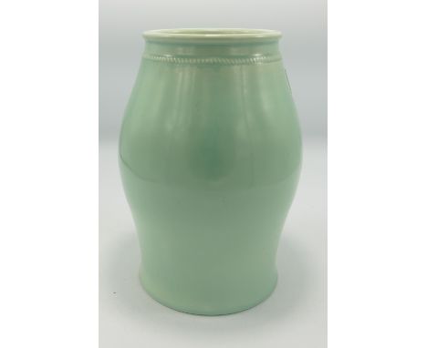 Signed Susie Cooper Pale Green Glazed Studio Vase: height 23cm 