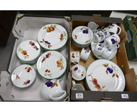 A large Collection of Royal Worcester Evesham Vale Patterned Tea &amp; Dinner Ware to include: rimmed bowls, dinner plates, s