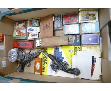 A mixed collection of items to include: Cased vintage playing cards, Cigarette cards, railway collectors card, Hohmer cased h