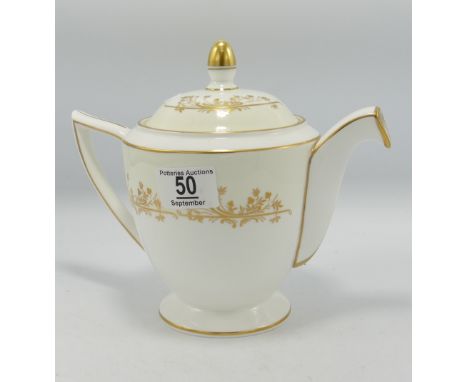 Minton Gold Pandora Patterned Tea Pot: height 20cm 
