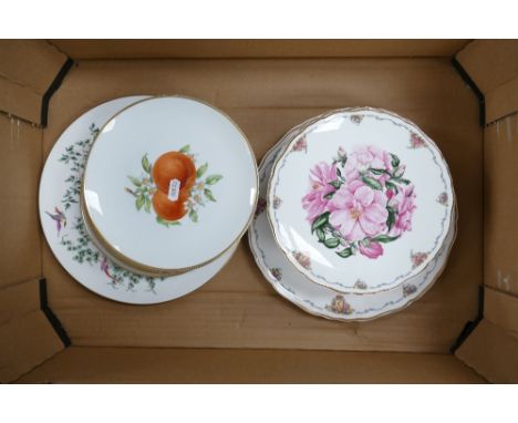 A mixed collection of floral decorated Wall Plates including Royal Albert limited edition Sara Anne Scholfield designed item,