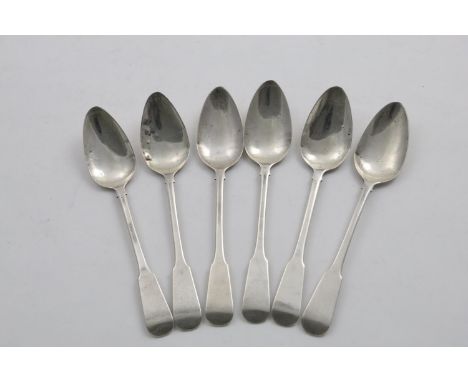 A SET OF SIX GEORGE IV / WILLIAM IV SCOTTISH PROVINCIAL FIDDLE PATTERN TEA SPOONS by M. Hinchsliffe of Dumfries, (unicorn's h