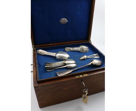 SCOTTISH FIDDLE PATTERN FLATWARE:- A set of twelve dessert spoons, initialled "AAK", by R. Gray &amp; Sons, Edinburgh 1810, a