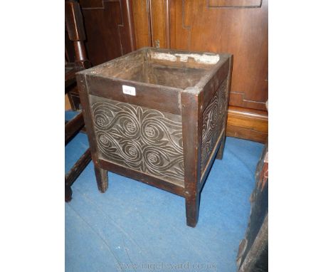 An old peg jointed box Commode frame, (top, etc. absent), 15'' x 15'' x 18 1/4'' high approx.