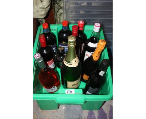 A quantity of bottles including Dow's Midnight Port, a Magnum of Chantemelle Sparkling Perry, Mulled wine, etc.