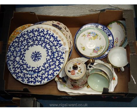 A quantity of china including Clementson Bros white china dish, Copeland's Spode Tower plate with white rim, Aynsley assorted