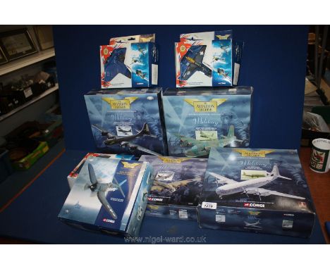 Eight boxed Corgi Aviation archive model Aeroplanes
