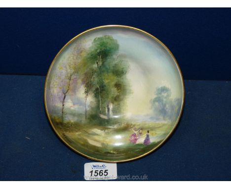 A Royal Worcester (2770) Bowl depicting rural scene, signed G.H. Evans. (slight chips to base)