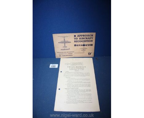 A World War II 1943 'Approach to Aircraft Recognition part 2', plus official government 1940 instruction leaflet for local de