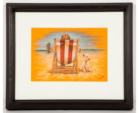 * GRAHAM MCKEAN,
DAY AT THE BEACH
pastel and pencil on paper, signed 
20cm x 28.5cm
Mounted, framed and under glass 