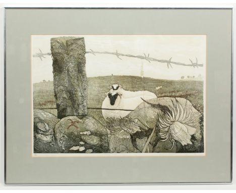 * BARBARA ROBERTSON,
LASHING STONE
lithograph on paper, signed, titled, dated '85 and numbered 17/20 in pencil
43.5cm x 62cm
