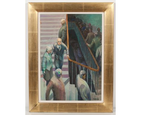 * PHILIP HUTTON (SCOTTISH),
GOING DOWN
oil on canvas board, signed and dated 92
65cm x 45cm
Framed