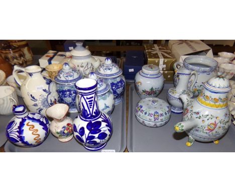 Two trays of 20th century Continental and Chinese ceramics: three Chinese ginger jars, Portuguese ginger jar, Carvalhinho Por