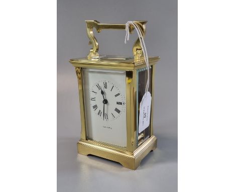 Mappin &amp; Webb brass carriage clock with full depth Roman dial.  13cm high approx.  (B.P. 21% + VAT) 