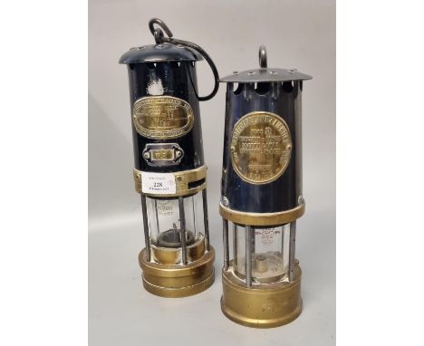 Two similar vintage Miner's lamps, Thomas &amp; Williams Aberdare marked No. 78 and Protector Lamp &amp; Lighting Co. Ltd. Ec