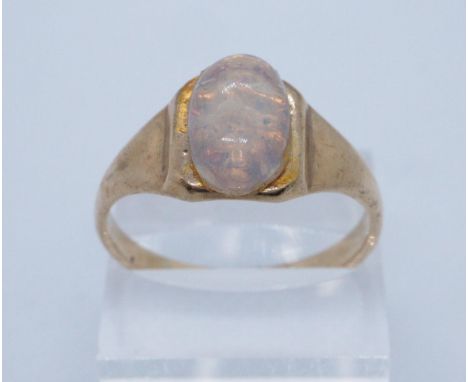 9ct gold signet ring with opal type stone. Size Z + 1/2, 6.5g approx. (B.P. 21% + VAT) 