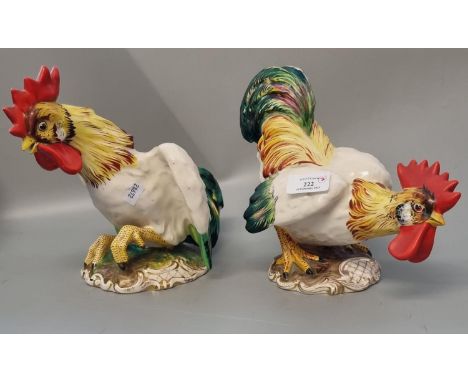 Pair of modern ceramic hand painted cockerels/roosters, marked to the base 'Italy'.  (2)  (B.P. 21% + VAT) 