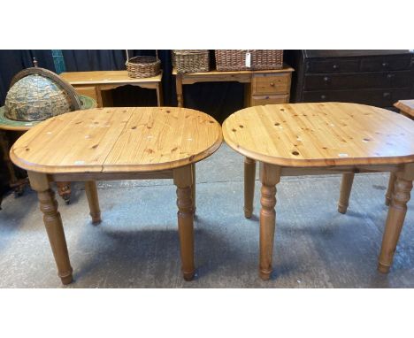 Pair of modern pine kitchen tables of oval form together with a novelty drinks cabinet in the form of a globe.  (3)   (B.P. 2