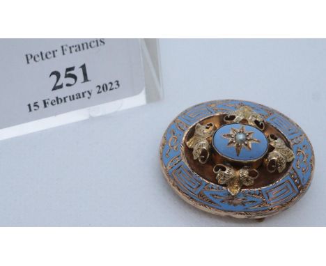 Victorian blue enamelled oval memorial type locket. Unmarked. 10.8g approx. (B.P. 21% + VAT)There is some damage to the ename