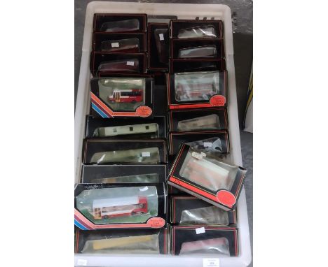 Box of diecast model vehicles by Exclusive First Editions 1:76 scale, all in original boxes. to include: 'Route Master Bus Ov