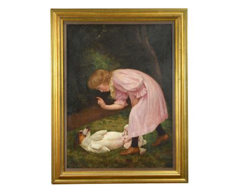 William Henry Gore RI (British, 1857–1942) 'The Culprit', a girl admonishing a dogsigned lower left 'W HENRY GORE'inscribed v