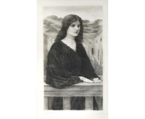 Sir Edward Coley Burne-Jones Bt. ARA RWS (British, 1833-1898) Vespertina Quies, 1897etching on vellum by Emile Boilvin (1845-