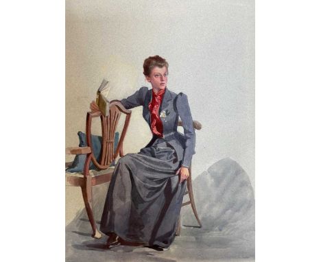 Lady Jane Lindsay (Scottish, 1862-1948) Portrait of the artist’s niece, Margaret Archer-Houblon-Eyre (1873-1957) seated full 