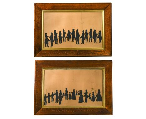 Auguste Amant Constant Fidèle Edouart (French, 1789-1861) A pair of silhouette group portraits depicting Managers of the Orph