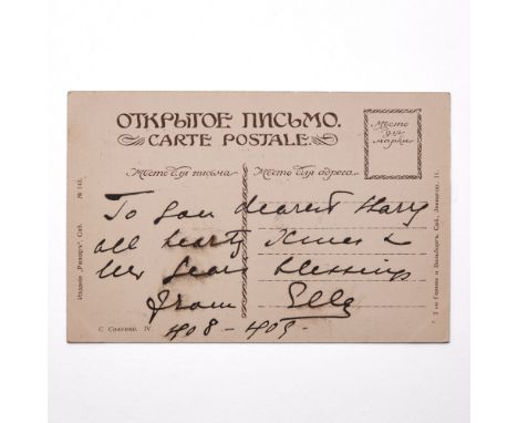 Inscribed in English: "To fair dearest Henry all hearty Xmas & New Year blessings from Ella. 1908-1909."Princess Irene of Hes