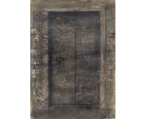British, b. 1940 Untitled (Doorway)Signed and dated Y. Kuper 83 (lr)Watercolor and crayon on paper12 3/8 x 9 inches (31.4 x 2