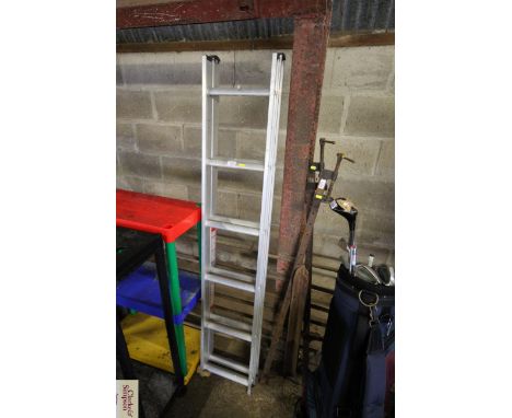 An aluminium extending ladder 