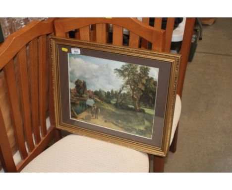 After John Constable, print depicting Flatford Mill