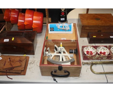 A Fretberger Prazisionsmechanik yacht sextant in fitted case with instruction manual