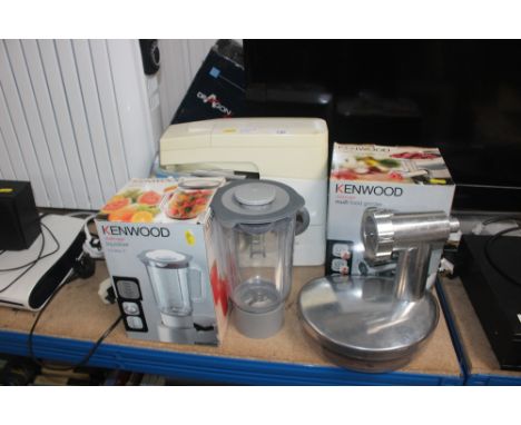 A Kenwood Chef food mixer together with a Kenwood liquidiser and a Kenwood multi food grinder