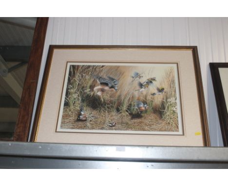 A framed and glazed Mark Chester pencil signed Limited Edition print "Surprise Attack", number 4 out of 250