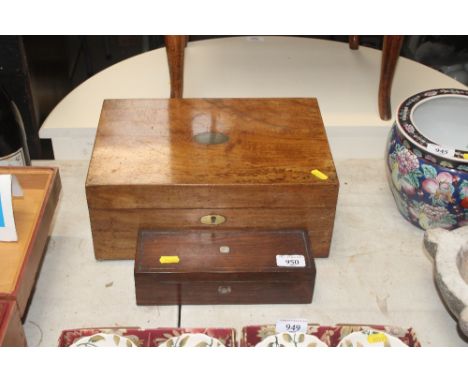 A writing slope together with a small mother of pearl inlaid trinket box