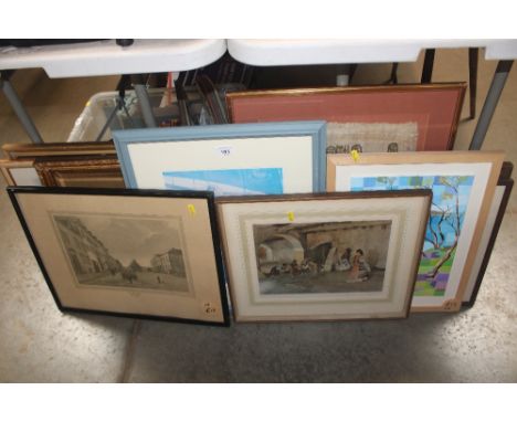 A quantity of various pictures and prints; William Russel Flint print; mirrors etc